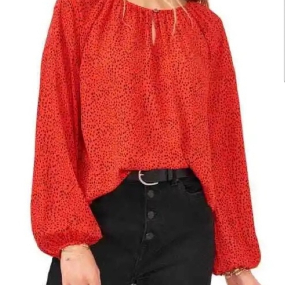 Vince Camuto Bright Red Peasant Blouse